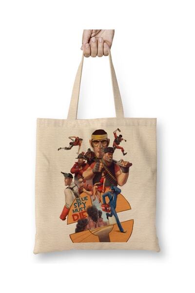 Toyaso Team Fortress 2 Blue Spay and Re White Tote Bag Long Handle Shopping B...