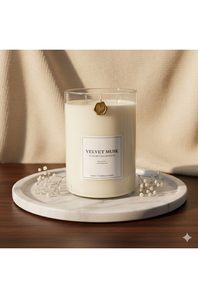 HOME OF AROMATHERAPY XL Scented Candle Made of Soy & COCONUT Wax, VELVET MUSK...