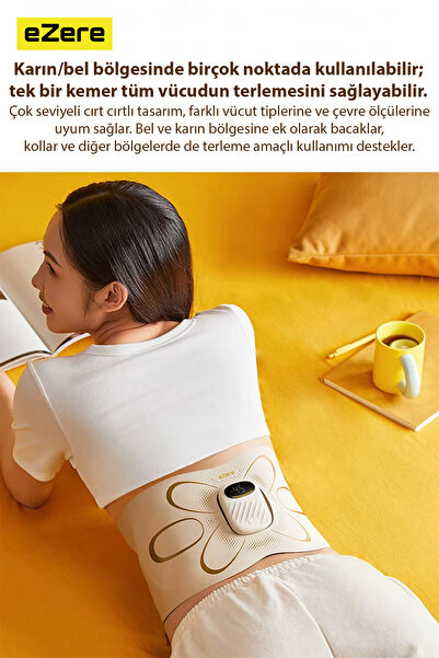 EZERE SlimBelt Pro EMS Isıtmalı Bel ve Karın Masaj + Egzersiz Kemeri – Dijital Ekranlı, Şarjlı, 3 Kademeli
