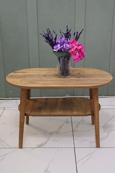 Dnz Alt Raflı Oval Orta Sehpa Modern Salon Sehpası