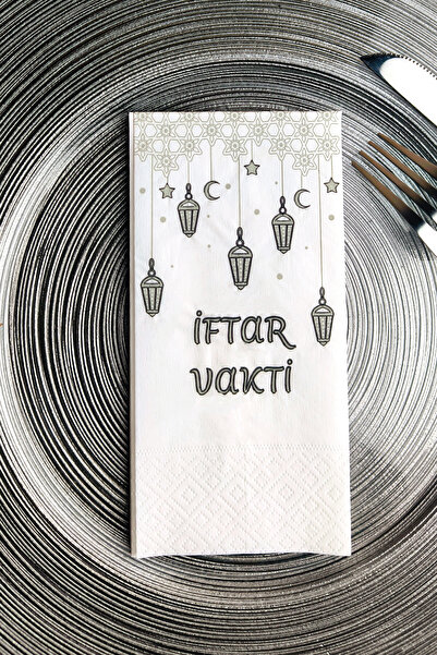 NapkinStore 100 قطعة (فوط رمضان فضية) B مطبوع مناديل رمضان