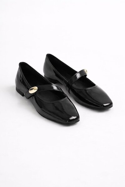 Slipcat Women's Patent Leather Ballerinas with Stylish Buckle and Orthopedic ...
