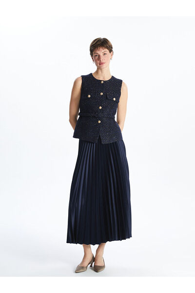 LC Waikiki Özmarka Нова колекция Еластична талия Сатенена дамска плисирана пола