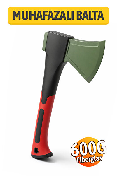 Badem10 Fiber Saplı PVC Muhafazalı Profesyonel Balta (600 gr) Kamp Hobi Odun ...