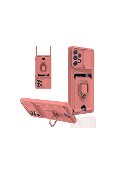 Najmaddin حافظة سامسونج جالاكسي A53 5G زوما مع حلقة سيليكون لبطاقة العمل - وردي