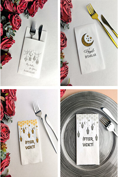 NapkinStore 96 Pieces Ramadan Napkin Pack (4 Models * 24 Pieces)