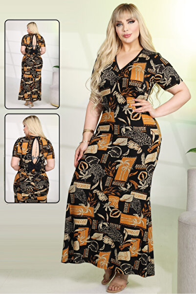 Berka Plus Size Patterned Long Dress - Stylish and Comfortable Design Premium...