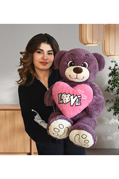 Özgüner Oyuncak Kız Arkadaşa Özel Büyük Peluş Ayıcık LOVE Yazılı Kalp Yastıkl...