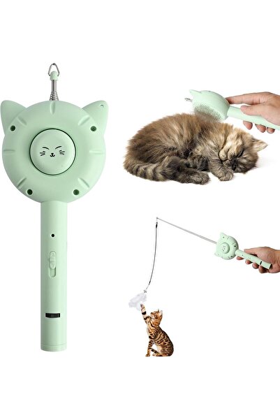 Arabest فرشاة تنظيف للقطط والكلاب، عصا قابلة للسحب مع ريشة ولعبة مداعبة للقطط...