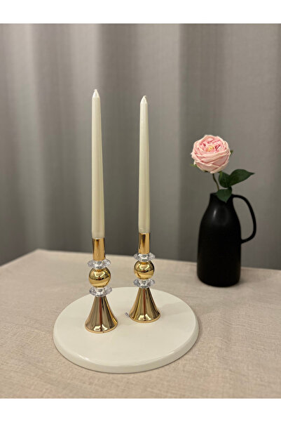 LUXAY HOME GOLD RENGİ QUEEN CRYSTAL 2'Lİ ŞAMDAN&MUMLUK SETİ