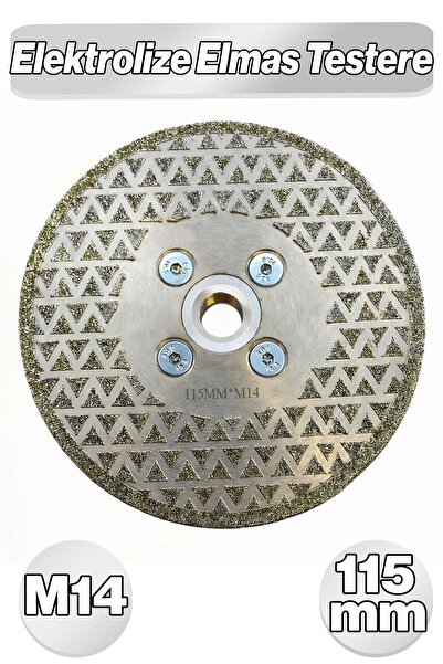 Badem10 Elektrolize Elmas Testere Çift Yüzey Flanşlı 115mm M14 Profesyonel Gr...