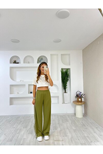 Trendingsize Textured Modal Pants with Snap Details at the Cuffs