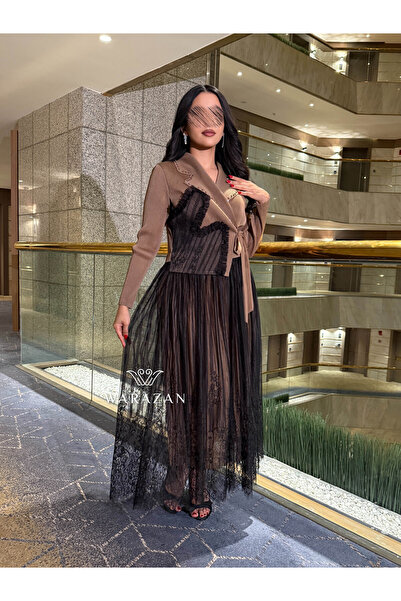 Warazan Tulle dress with a waist belt - Free size, fits sizes S to XXXL