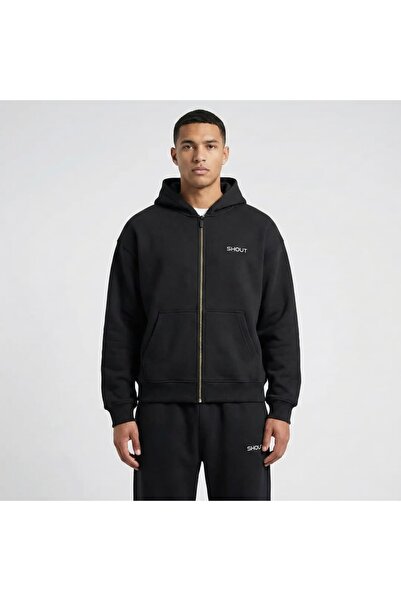 Shout Oversized Basic Unisex Boxy Fit Heavyweight Zip up Hoodie