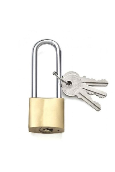 Macrostar Long Yellow Padlock with Chain Dormitory Gym Military Cabinet Lock (3 mm Chain + 25 mm Padlock)