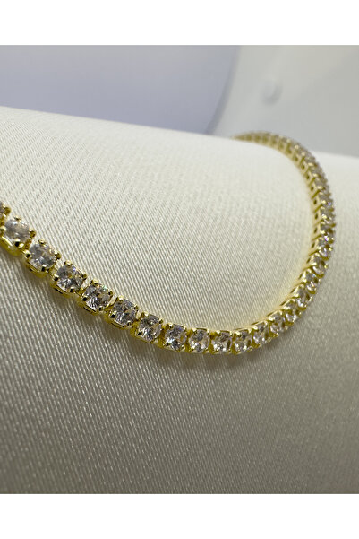 Samu Accessories 2mm Square Stone Waterway Steel Necklace - Golden Timeless S...
