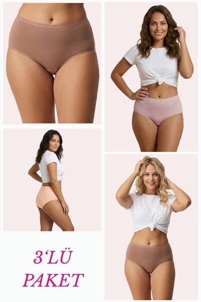 Newlilla 1018 Women's Classic Cut Cotton Plain Bato Panties 3-Pack