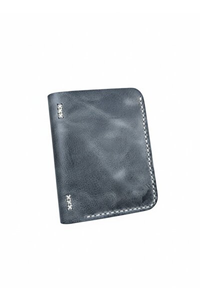 Kemer Dünyası Genuine Leather Handmade Slim Wallet Money Bag Gray Crazy