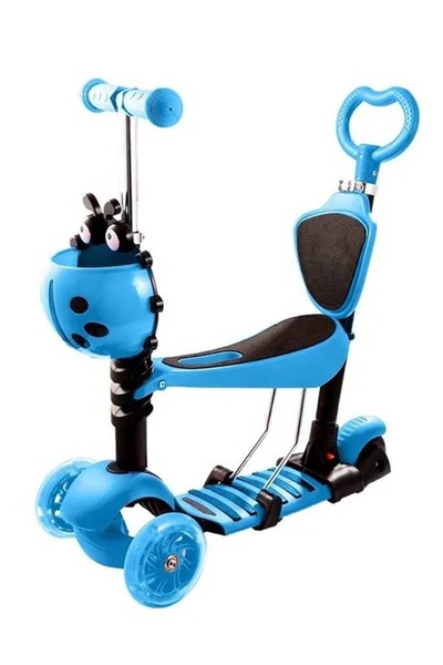 OEM Trotineta 5 in 1 smart Kids Buburuza gargarite lumini, Culoare Albastru