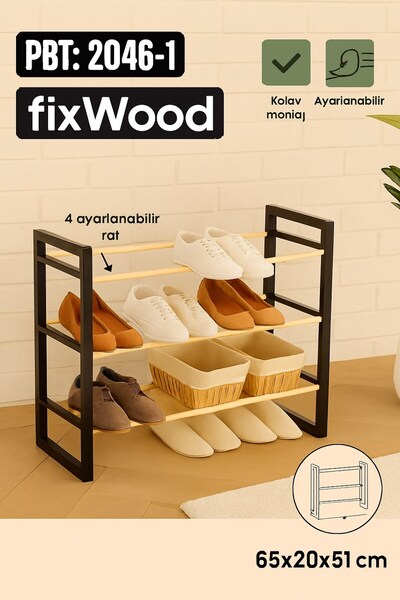 JASPER Ahşap Ayakkabılık 65x51x20