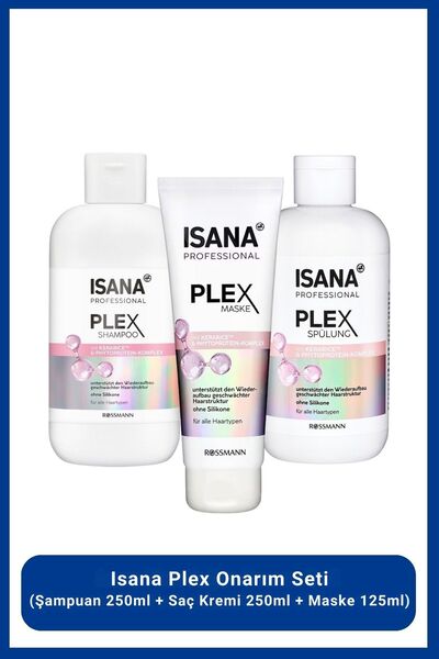 Isana Professional Plex Onarım Seti (Şampuan 250ml + Saç Kremi 250ml + Maske ...