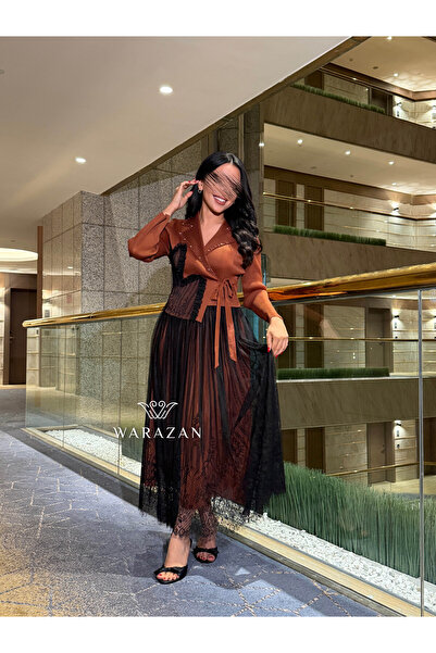 Warazan Tulle dress with a waist belt - Free size, fits sizes S to XXXL