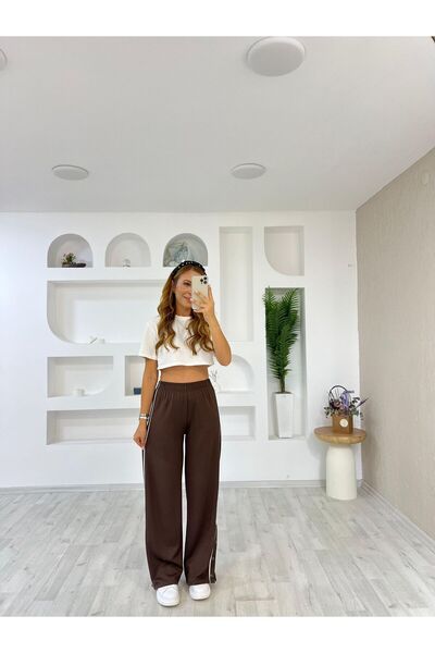 Trendingsize Textured Modal Pants with Snap Details at the Cuffs