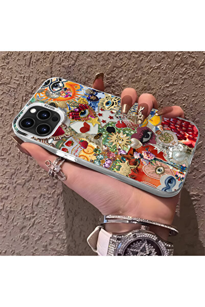 ARTISHELL iPhone 15 Pro Max Uyumlu Sanat Desenli Akrilik Arka Kapak Silikon Ç...