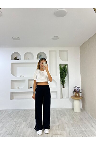 Trendingsize Textured Modal Pants with Snap Details at the Cuffs