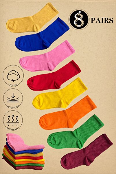 Esinti 8 Pairs Men's and Women's Cotton Tennis Socks Colorful Unisex Socket S...