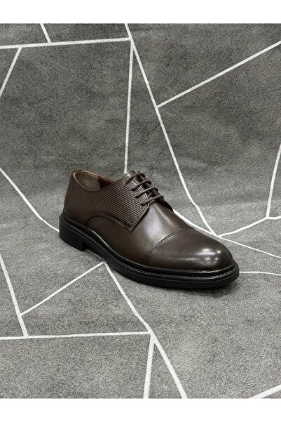 NYZ Brown Genuine Leather Lace-Up Classic Shoes