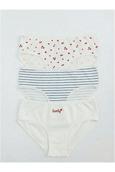 LC Waikiki Chiloți pentru fete cu imprimeu ecru, pachet de 3 (S6)