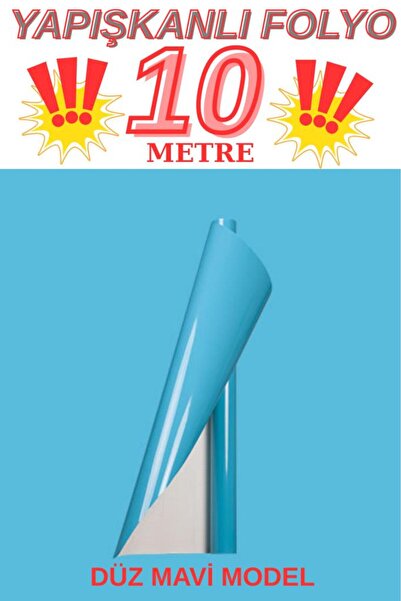 Renkli Duvarlar 67cm x 10 Metre 1 Adet Yapışkanlı Rulo Düz Mavi Renk Model Mu...