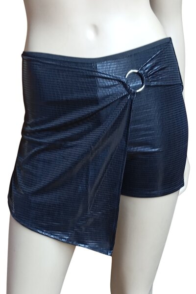 Nana & Mayka Moda Mini Matte Black Skirt with Shorts |   Plain Black, Night &...