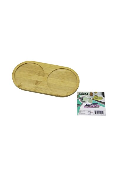 Fırsatkolik 2 Compartments Oval Wooden Bamboo Oil Pot Mat Mini Tray 12 X 23.4...