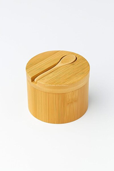 Hype Store Wooden Spice Jar with Lid and Spoon Natural Wood Seasoning Contain...