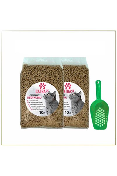 CatBase Cat Base %Doğal TOPAKLANAN Çam Pelet Kedi Kumu 20 LT ve Kürekli Paket