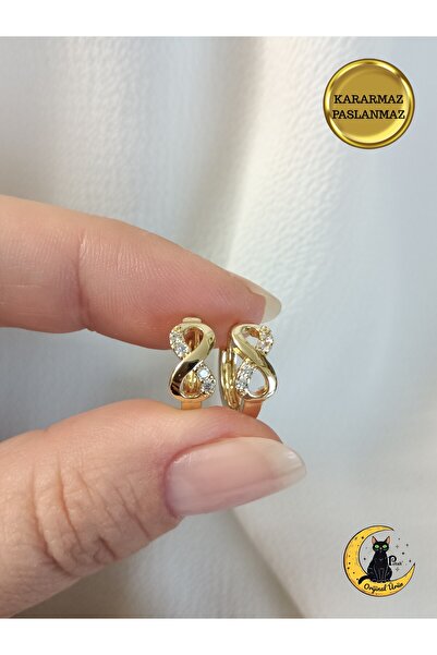 POKAK CM JEWELRY Kadın 14K Altın Kaplama Kararmaz Vip Sonsuzluk Model Zirkon ...