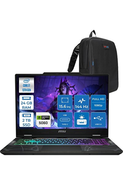 MSI Cyborg 15 I7 13620H 24GB Ddr5 2tb SSD RTX5060 8gb FDOS 15.6" 144HZ IPS B1...