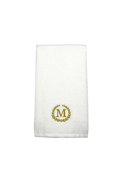 BYFT Embroidered For You منشفة يد مزينة بحرف "M" مطرز بخيوط ذهبية من القطن، ح...