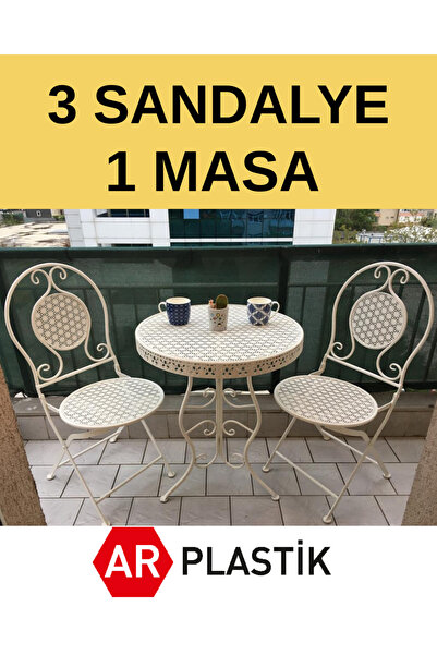 AR PLASTİK FERFORJE 3'LÜ TAKIM MASA SANDALYE, BALKON TAKIMI, BAHÇE TAKIMI