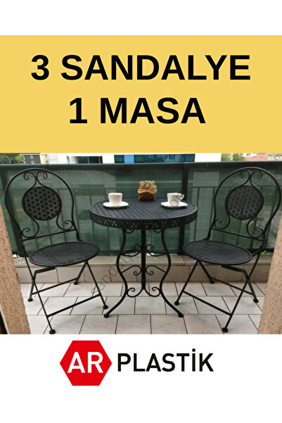 AR PLASTİK FERFORJE 3'LÜ TAKIM MASA SANDALYE, BALKON TAKIMI, BAHÇE TAKIMI