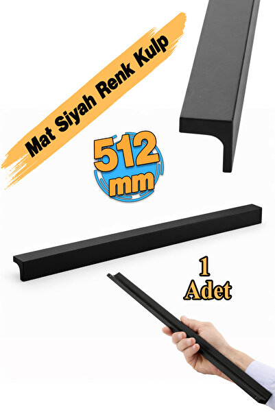 Badem10 Lada Mat Siyah Metal 512 mm 51.2 cm Uzun Mobilya Çekmece Dolap Kulpla...