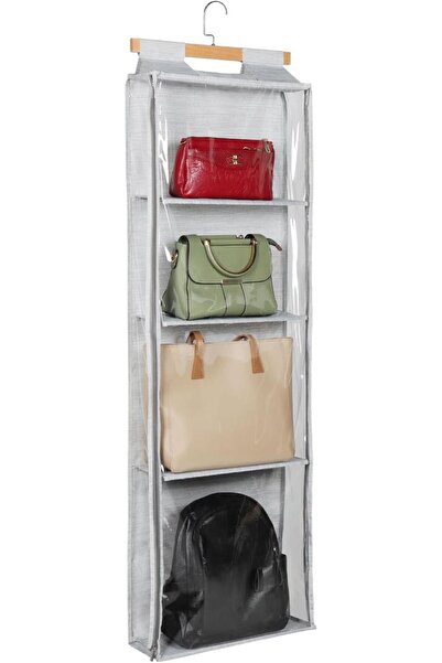 Arabest Hanging Handbag Purse Organizer with Zippers,Clear Slubbed Fabric+PVC...