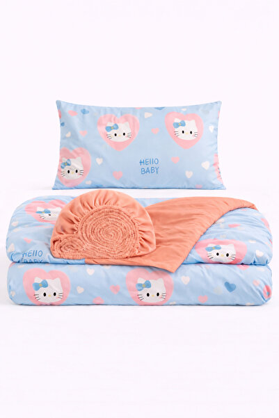 İQON Lastikli Çarşaflı Nevresim Takımı Tek Kişilik OTLT1 Hllo Bby