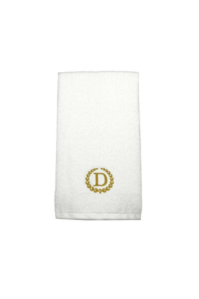 BYFT Embroidered For You منشفة يد مطرزة بحرف "D" بخيوط ذهبية من القطن، بحرف شخصي