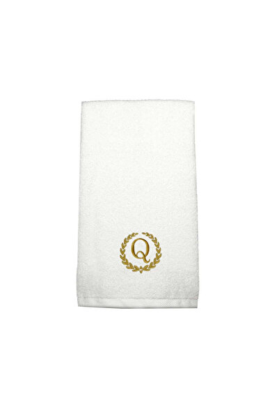 BYFT Embroidered For You منشفة يد مزينة بحرف "Q" مطرز بخيوط ذهبية من القطن، ب...
