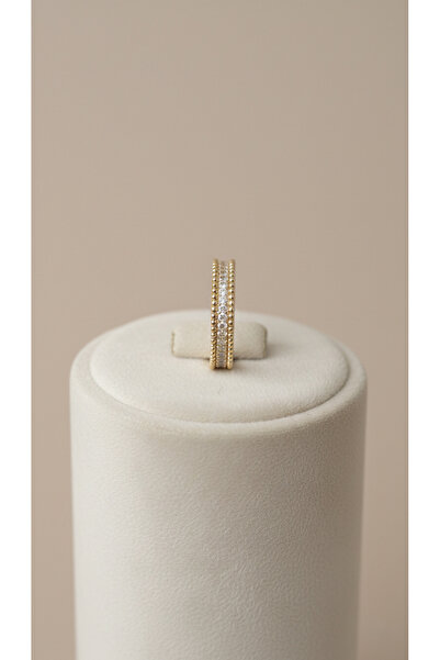 Lune Design Gold-Silver Çift Renkli Ayarlanabilir Minimalist Zirkon Taşlı Tam...