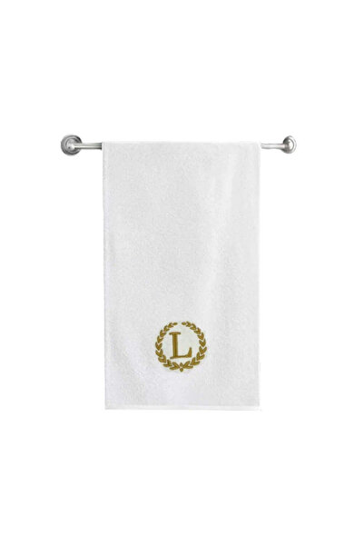 BYFT Embroidered For You منشفة حمام بحرف "L" مطرزة بخيوط ذهبية من القطن، حرف ...