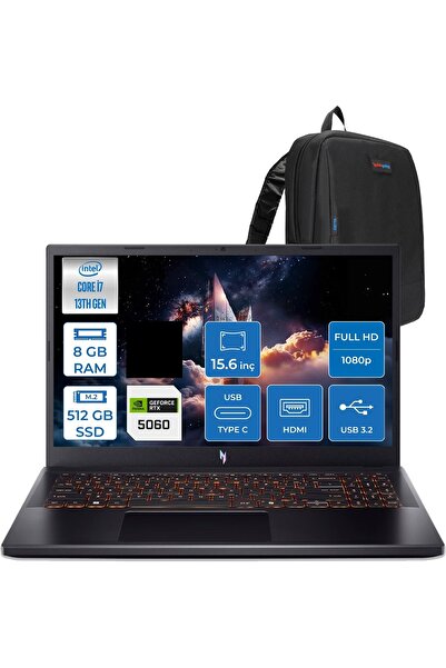 ACER Nitro V 15 ANV15-52 I7 13620H 8gb 512GBSSD RTX5060 8gb 75W FDOS 15.6" NH...